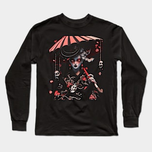 Geisha | Grim Reaper Geisha Skull | Cool Retro Japanese Aesthetic Long Sleeve T-Shirt